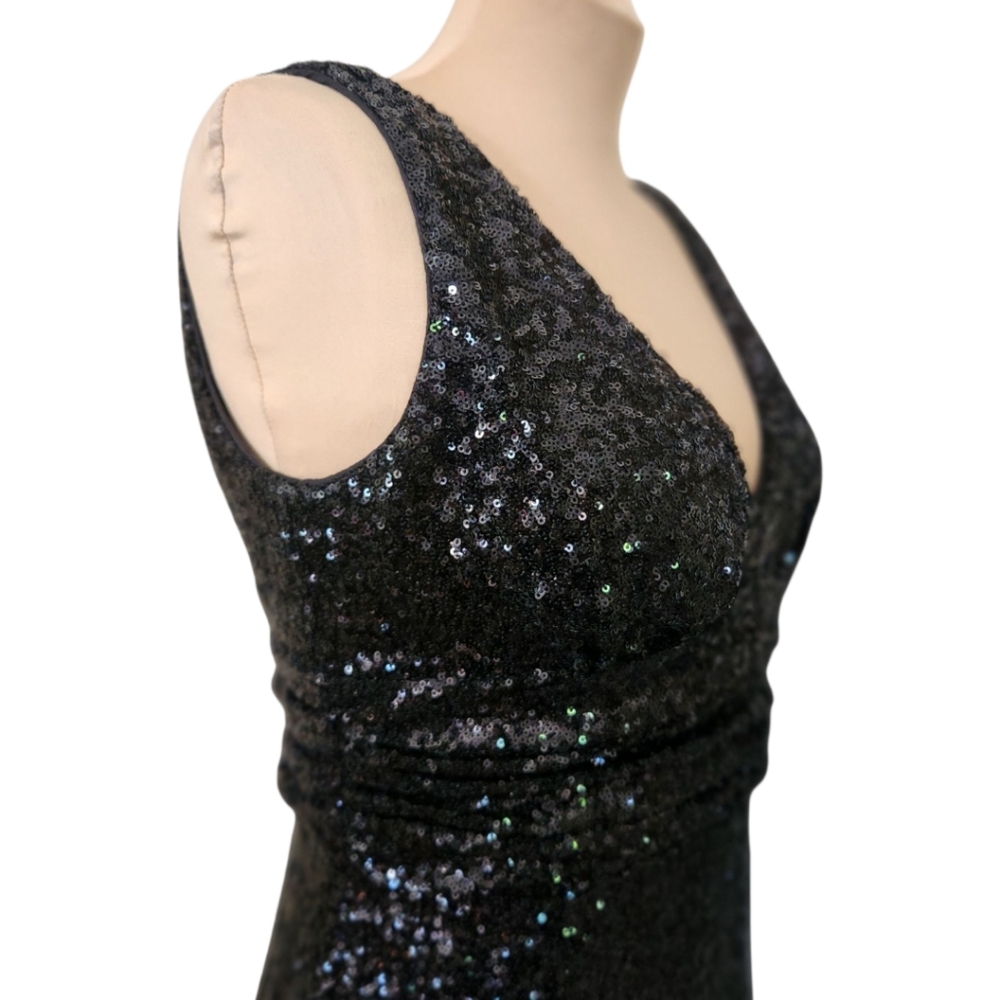ELIZA J. Black Sequined Sheath Cocktail Dress - Size 8 - Picture 6 of 14
